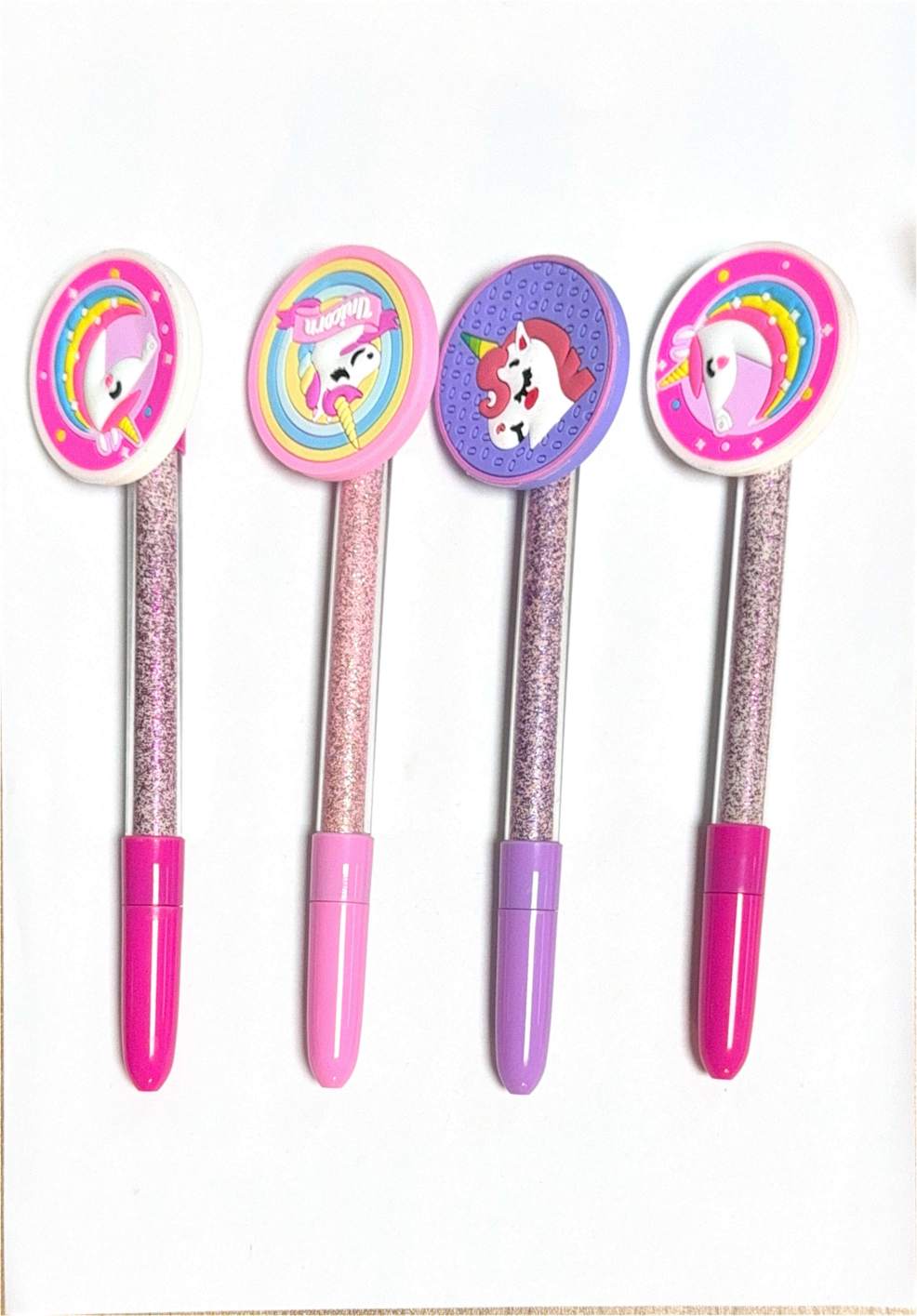 glitter-filled spinning dial pen with pattern